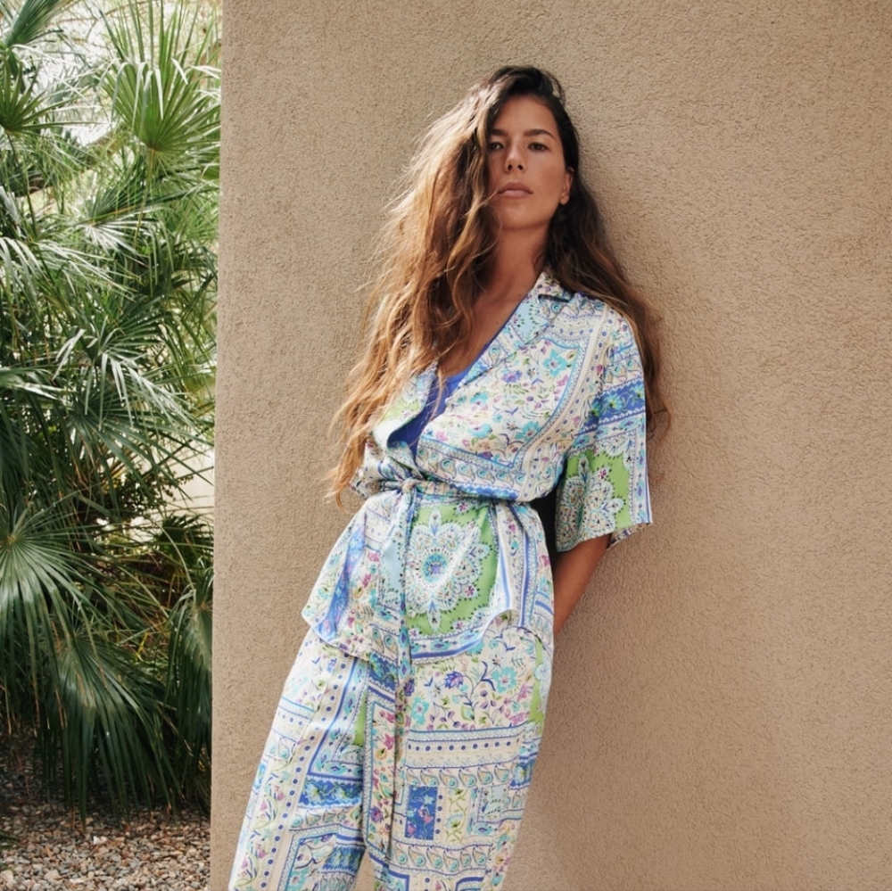 Zara bohemian print belted blouse